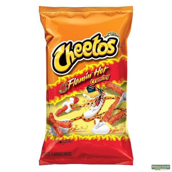 Cheetos Flamin Hot Crunchy Snacks - Cheese Flavored Puffcorn Imported